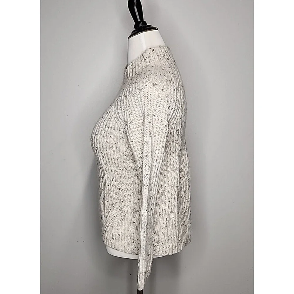 Madewell Donegal Northfield Mockneck Wool Beige Oversized Knit Sweater Womens XS
